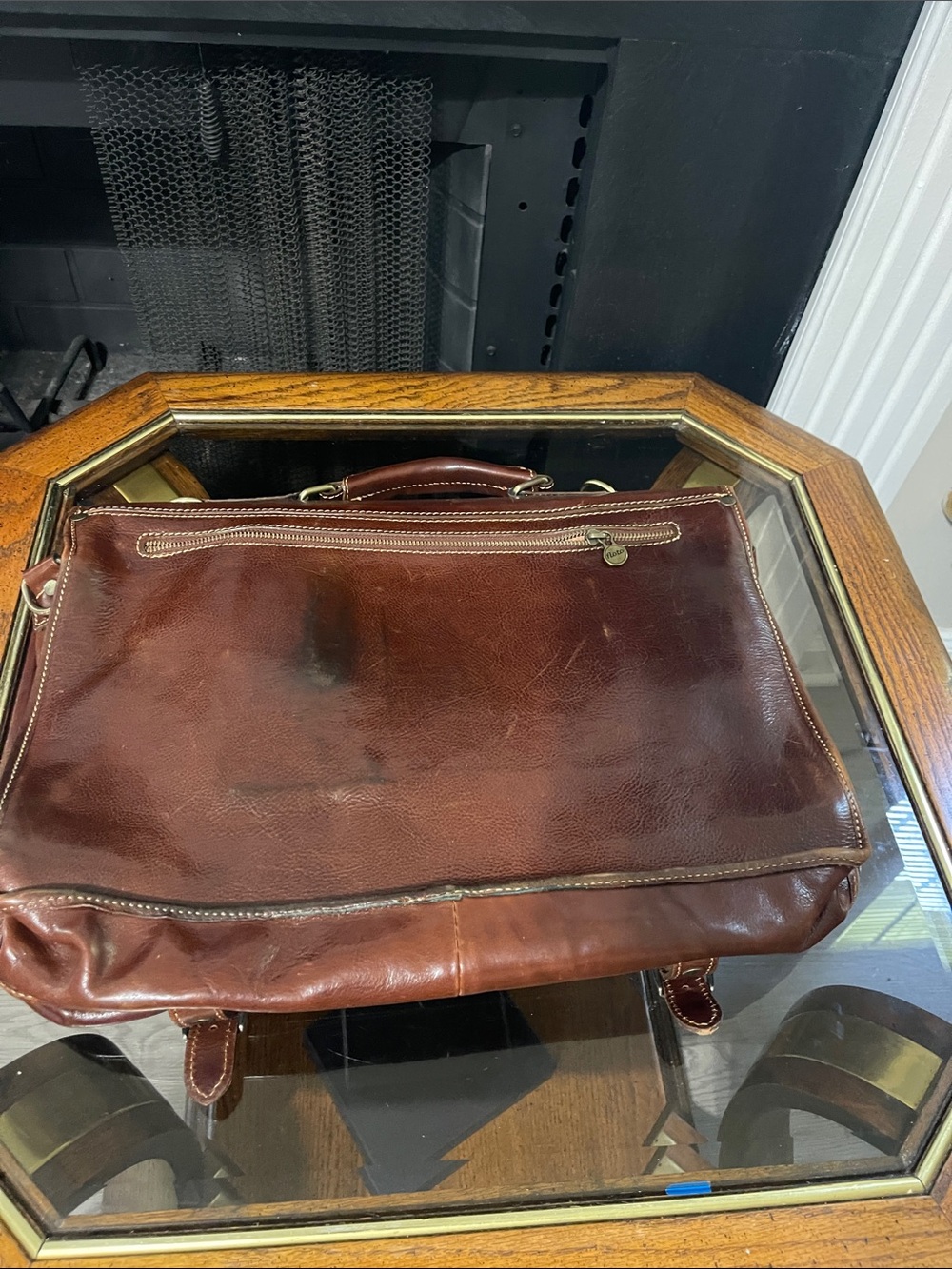 Men's Classic Brown Leather Briefcase - Professional Work Bag